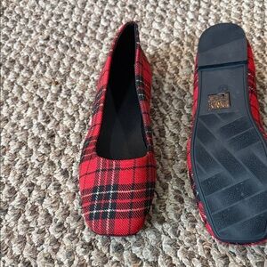 Plaid Red Women's Flats